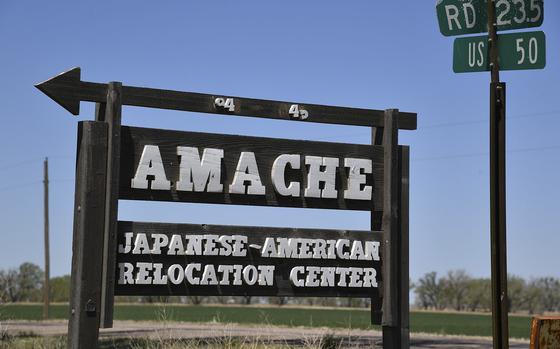 GRANADA, CO - MAY 6 : Photo taken the entrance to the Amache Japanese-American Relocation Center in Granada, Colorado on Thursday, May 6, 2021. The camp site, which covered 10,000 acres, was used for residential, community and administrative buildings, and agricultural projects for the more than 7,300 Japanese- Americans that were relocated here during WWII. (Photo by Hyoung Chang/The Denver Post)