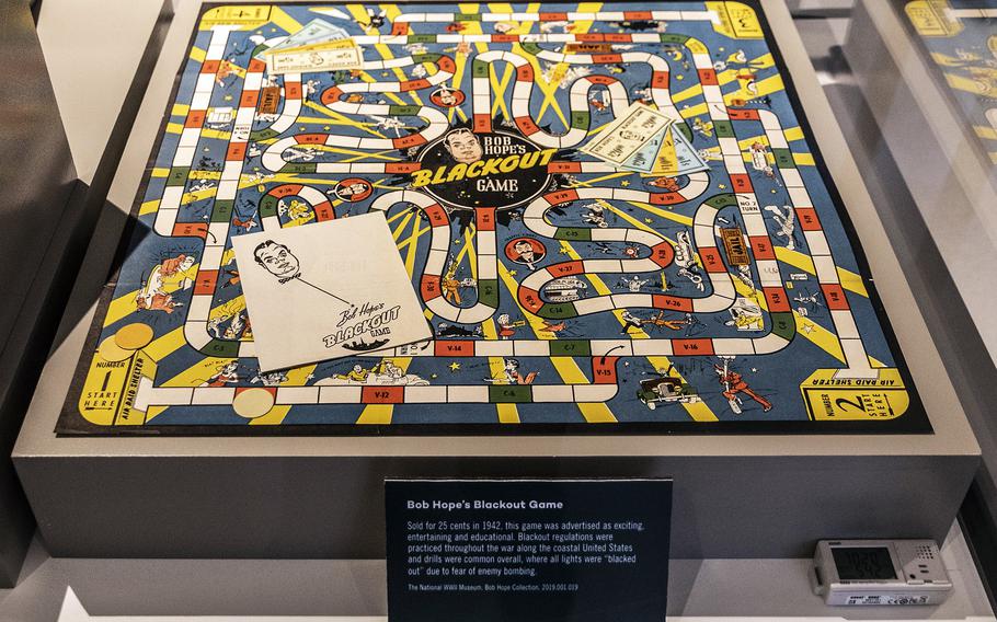 A 1942 Bob Hope-themed board game on display at the National Museum of the United States Army focuses on the blackouts that were in place in American cities to guard against air raids.
