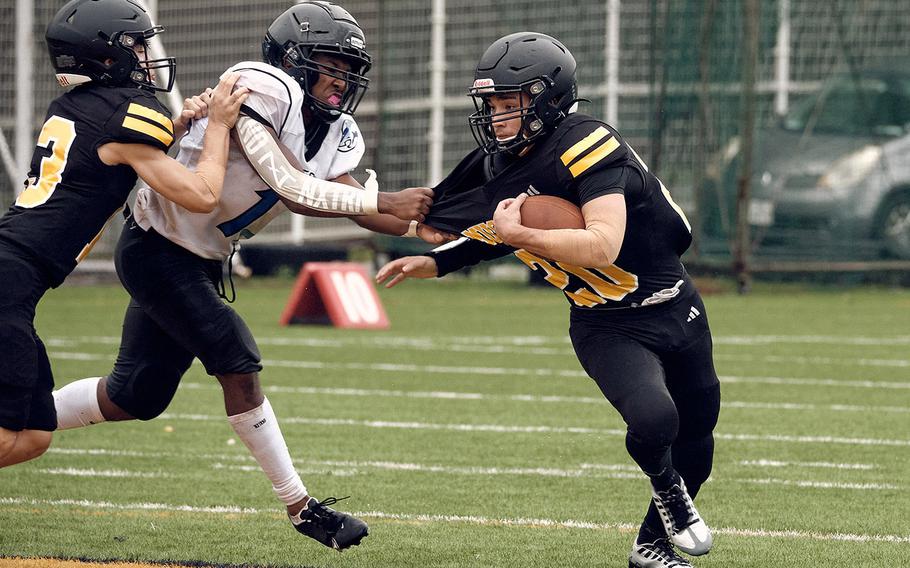 American School In Japan's Noa Grasse scored four touchdowns for the Mustangs against Osan.