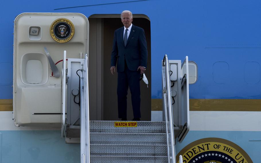 President Joe Biden prepares to board Air Force One at Yokota Air Base, Japan, May 24, 2022. 