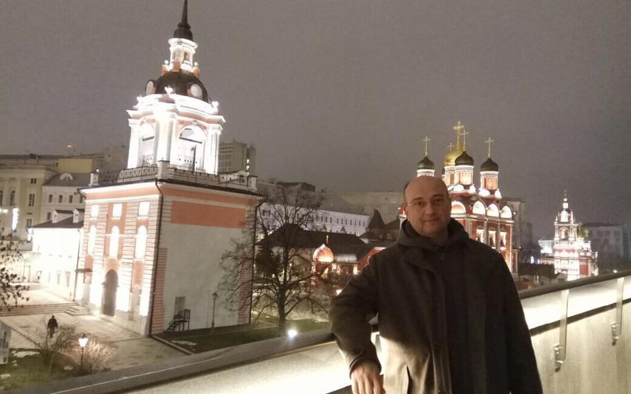 Nikos Bogonikolos in Zaryadye Park, Moscow, in an image posted to his public Twitter profile, Dec. 30, 2017. Bogonikolos was recently arrested and has been accused  acquiring U.S. technology and smuggling it to Russia.