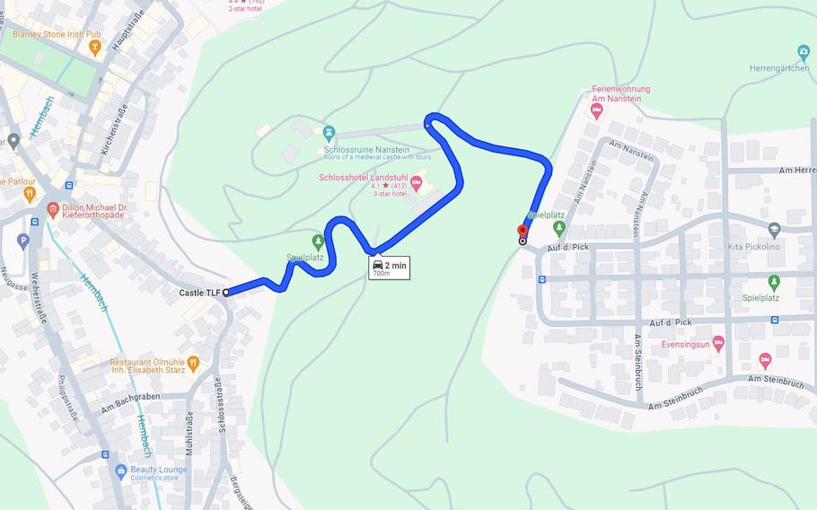 Burgweg, a connector between Landstuhl city center and the Melkerei district, is not an approved detour for motorists during road construction on Weiherstrasse, Landstuhl police said in a statement.