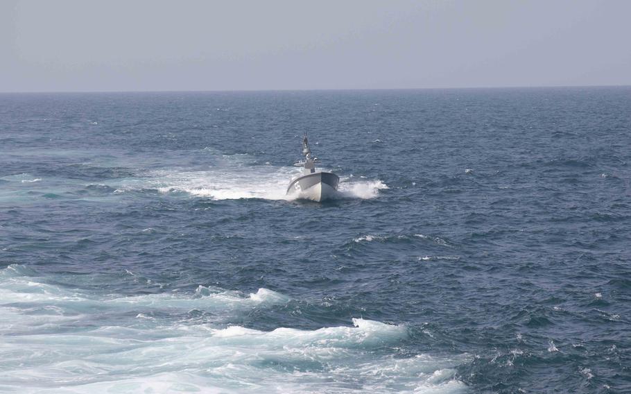 An Arabian Fox MAST-13 unmanned surface vessel, attached to U.S. Naval Forces Central Command’s Task Force 59, conducts surveillance in the Arabian Gulf on Nov. 21, 2023. 