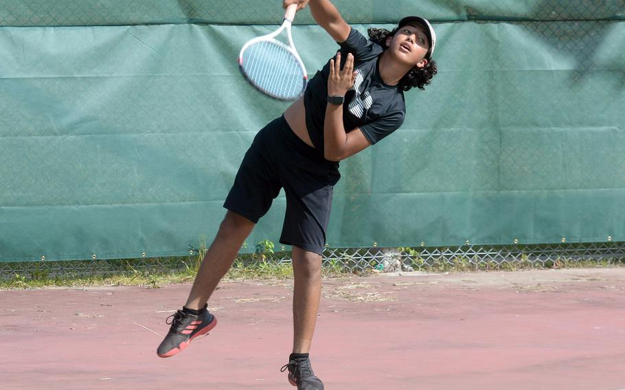 Jaden Oshana is one of five returning sophomores from last season to Kubasaki's tennis lineup.