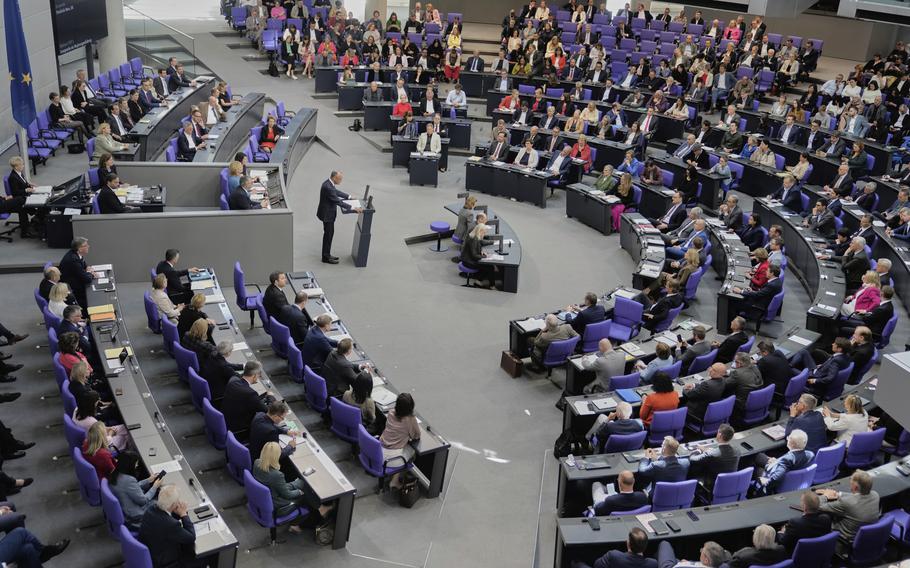 Chancellor Merz speaks to German Parliament.