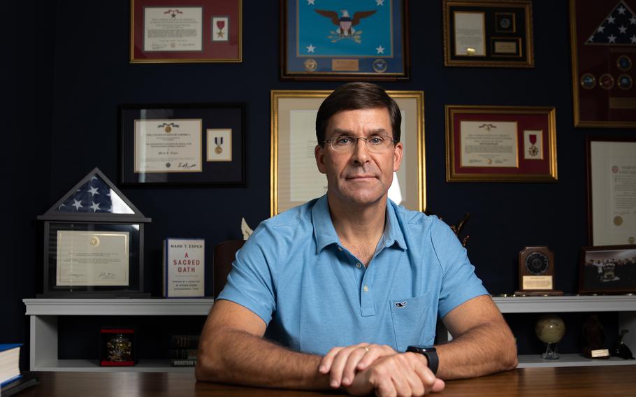 Mark Esper, 58, served in the Trump administration as secretary of defense from 2019 to 2020.