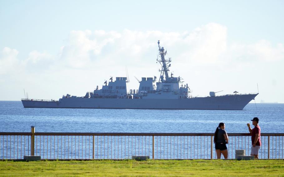 The guided-missile destroyer USS Higgins near Yokosuka Naval Base, Japan, in August 2023.
