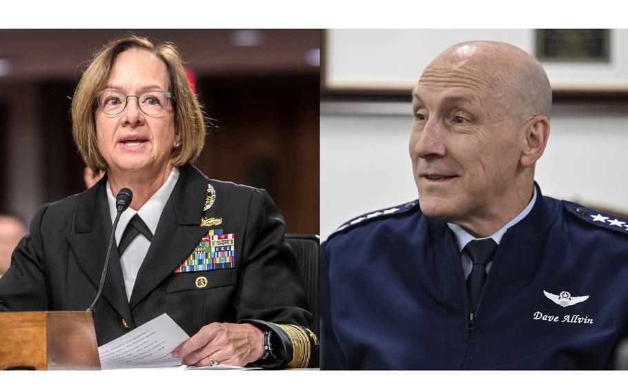 Navy Adm. Lisa Franchetti and Air Force Gen. David Allvin.