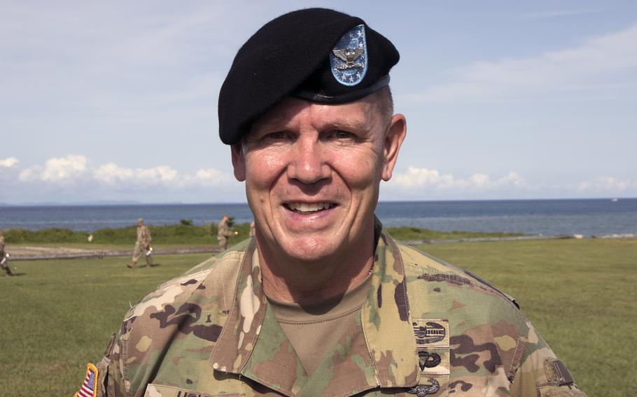 Army Col. Ned Holt, a veteran of Iraq and Afghanistan with experience in the Pacific, took command of the 10th Support Group at Torii Station, Okinawa, Thursday, July 14, 2022.