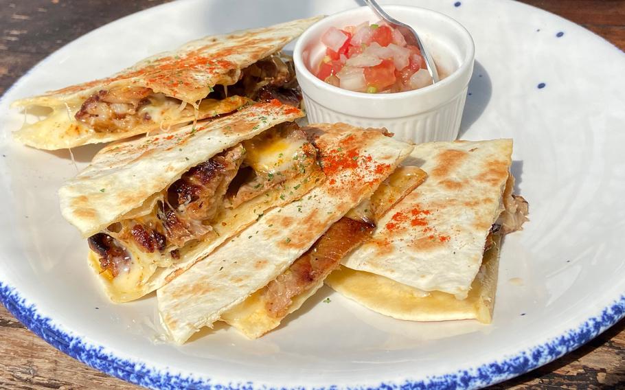 The Mexican restaurant at Pipeline Coffee in Okinawa, Japan, serves a tasty quesadilla.