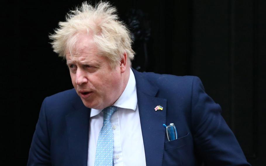 Boris Johnson, U.K. prime minister, departs from 10 Downing Street to attend a weekly questions and answers session at Parliament in London on March 30, 2022. 