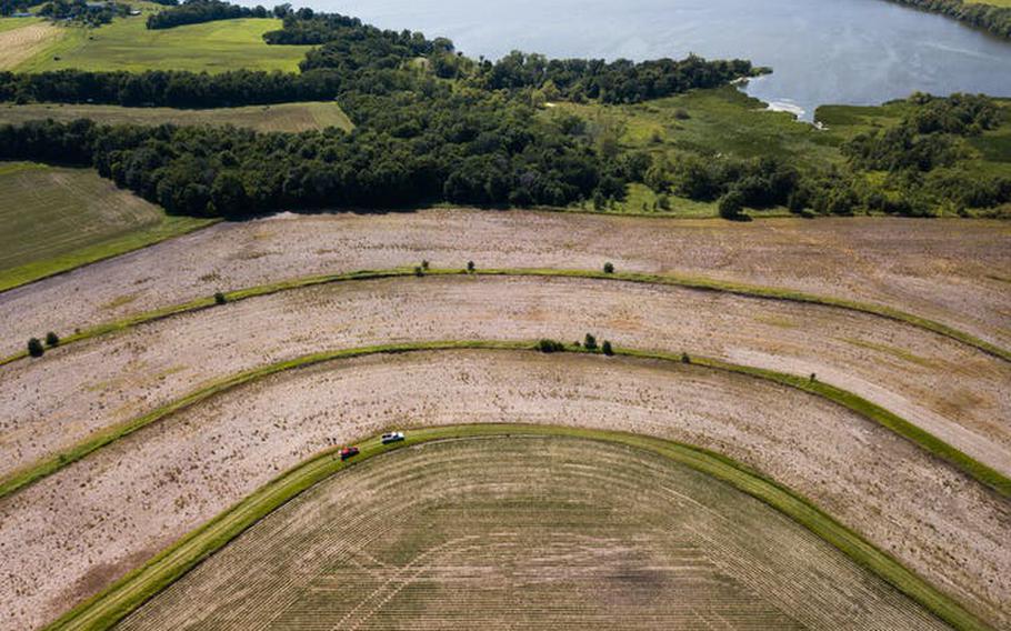 Large tracts of land are left bare in Dundas, Minn., due to a wet spring in 2019. According to an August report by the USDA Farm Service Agency, some 6.4 million acres of land in the United States cannot be planted due to extreme weather.