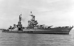 USS Indianapolis rests in waters near Mare Island Navy Yard, Calif., July 10, 1945.