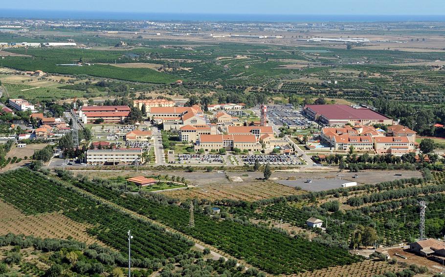 A bird's-eye view of NAS I, one of two sites of Naval Air Station Sigonella in eastern Sicily. In response to four traffic-related deaths in the last 14 months, Sigonella is upping traffic patrols and putting renewed focus on making sure driving regulations are enforced. 