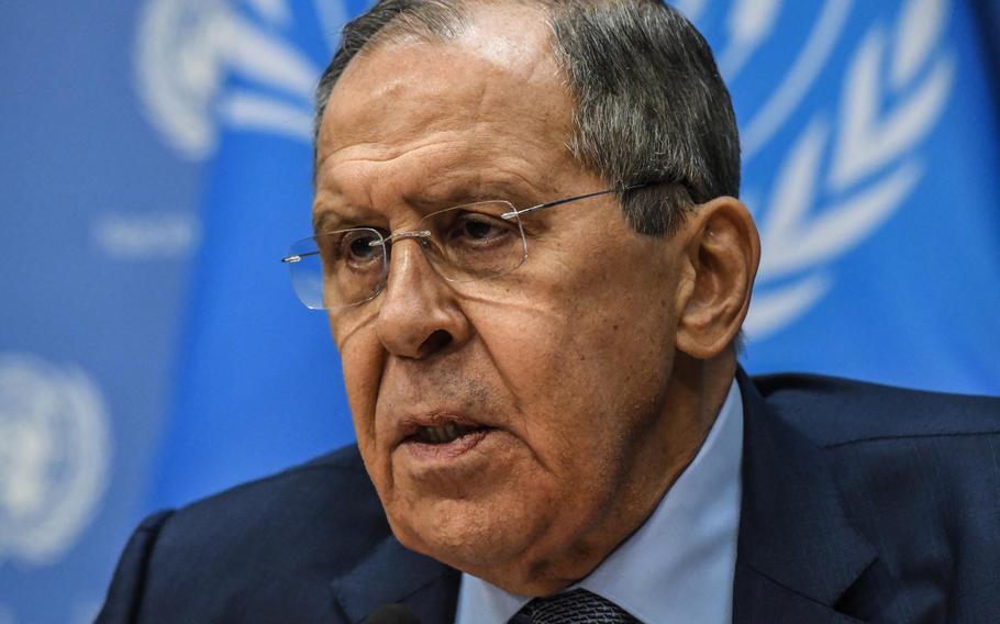 Russian Foreign Minister Sergey Lavrov on Sept. 24, 2022, in New York. (Stephanie Keith/Getty Images/TNS)