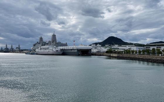 Sasebo Naval Base in Japan is home to a number of U.S. Navy vessels, including the USS America amphibious assault ship.