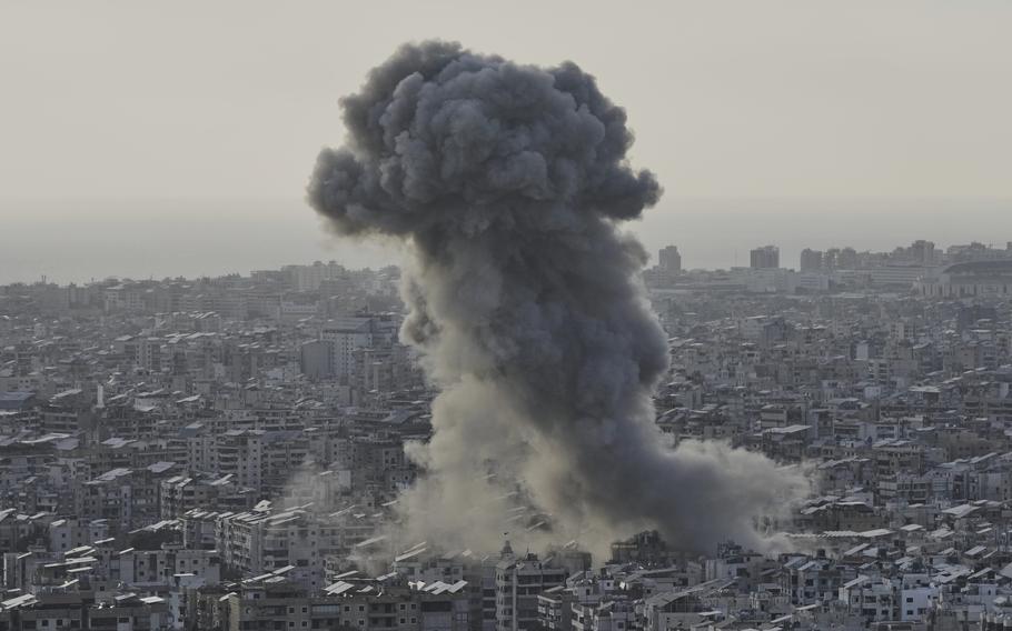 Smoke rises following an Israeli airstrike 