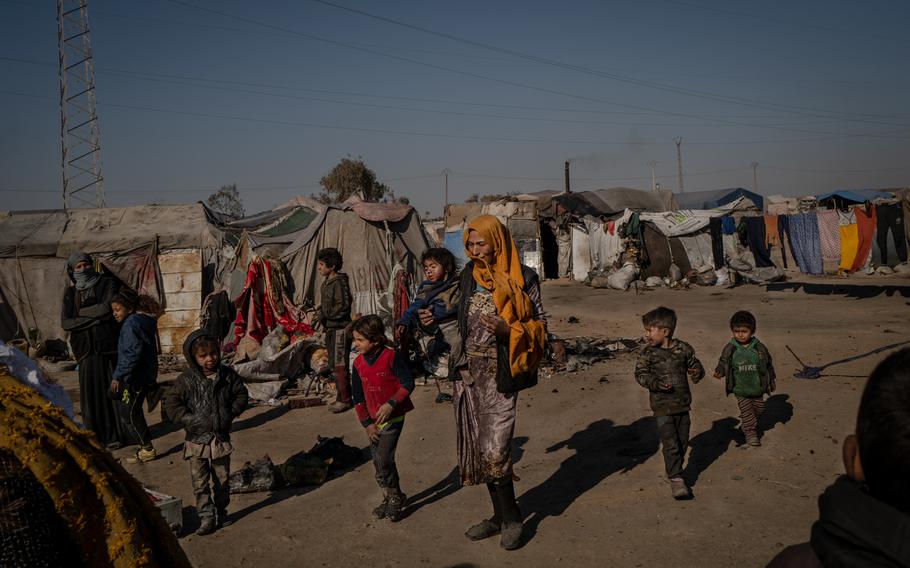 A scene inside Sahel al-Banat camp for internally displaced people in Raqqa governorate on Feb. 5. 