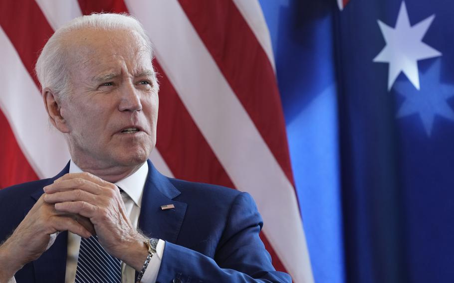 President Joe Biden answers questions on the U.S. debt limits ahead of a bilateral meeting with Australia’s Prime Minister Anthony Albanese on the sidelines of the G7 Summit in Hiroshima, Japan, May 20, 2023. 