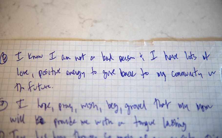 One of the letters Jane Fogel has received from her husband Marc since his 2021 detention in Russia. He was sentenced to prison earlier this year.