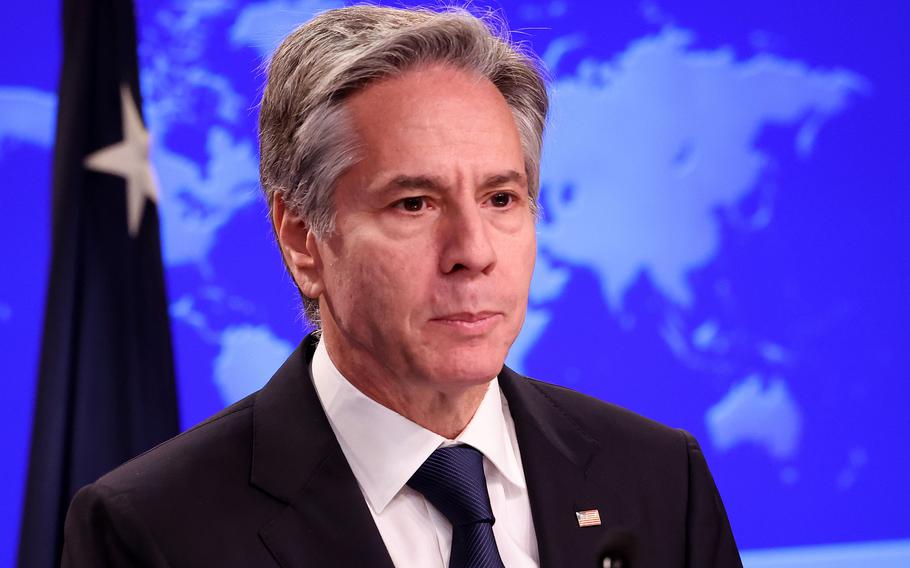 U.S. Secretary of State Antony Blinken speaks during a news conference at the State Department on Aug. 15, 2023, in Washington, D.C. 