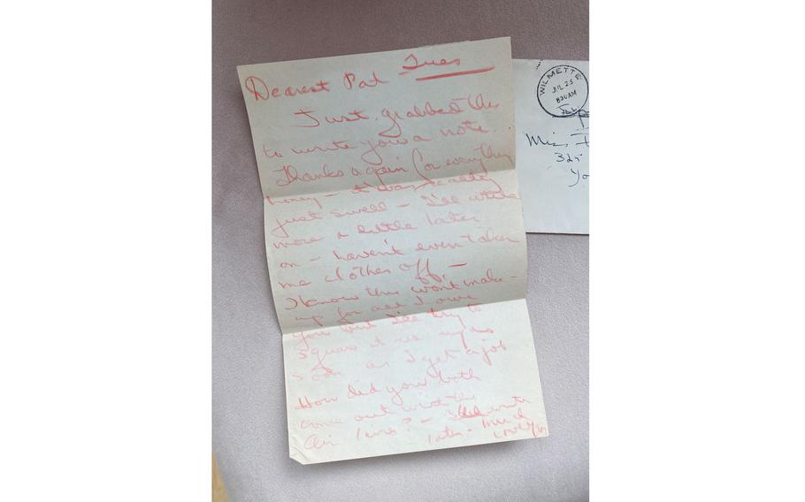 A letter written to Evan Konecky's mother in the late 1940s, which Brown recently returned. 