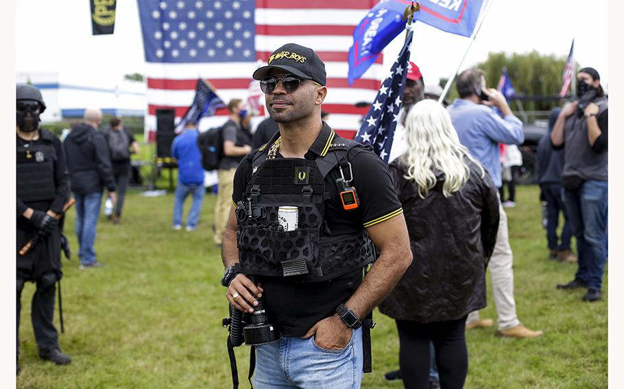 Proud Boys former chairman Henry “Enrique” Tarrio attends a rally on Sept. 26, 2020, in Portland, Oregon. 