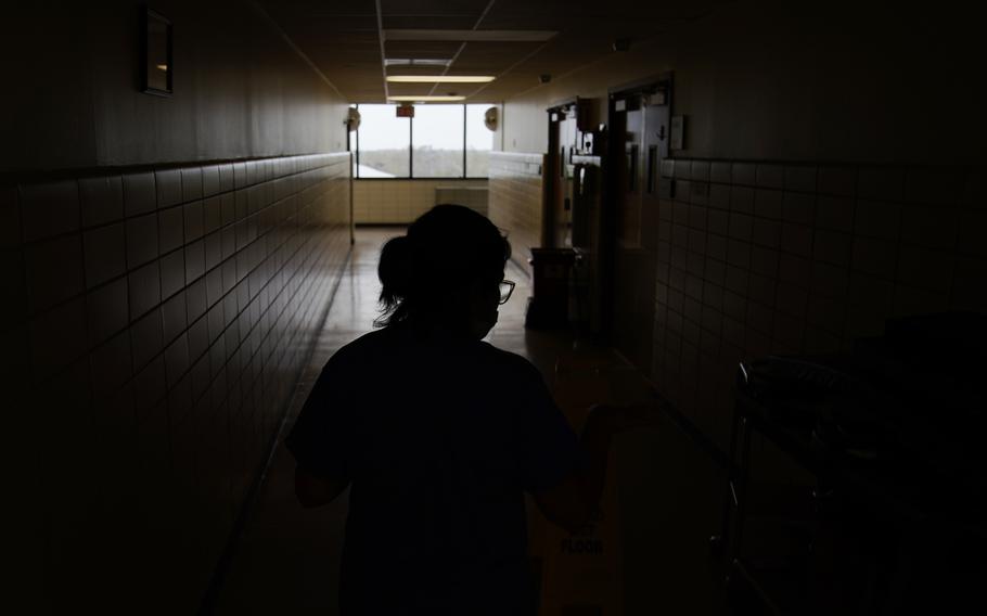 Jana Semere, Chief nursing officer at Leonard J. Chabert Medical Center in Houma, La., walks down a hallway at the hospital on Sept. 3, 2021, in the recently reopened emergency room in the aftermath of Hurricane Ida. The hospital evacuated patients and had to close due to the hurricane.
