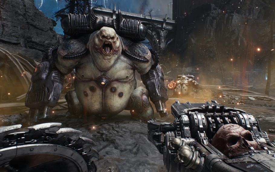 A gun that shoots out skull fragments as bullets is just one of the inventive new weapons in Doom: The Dark Ages.
