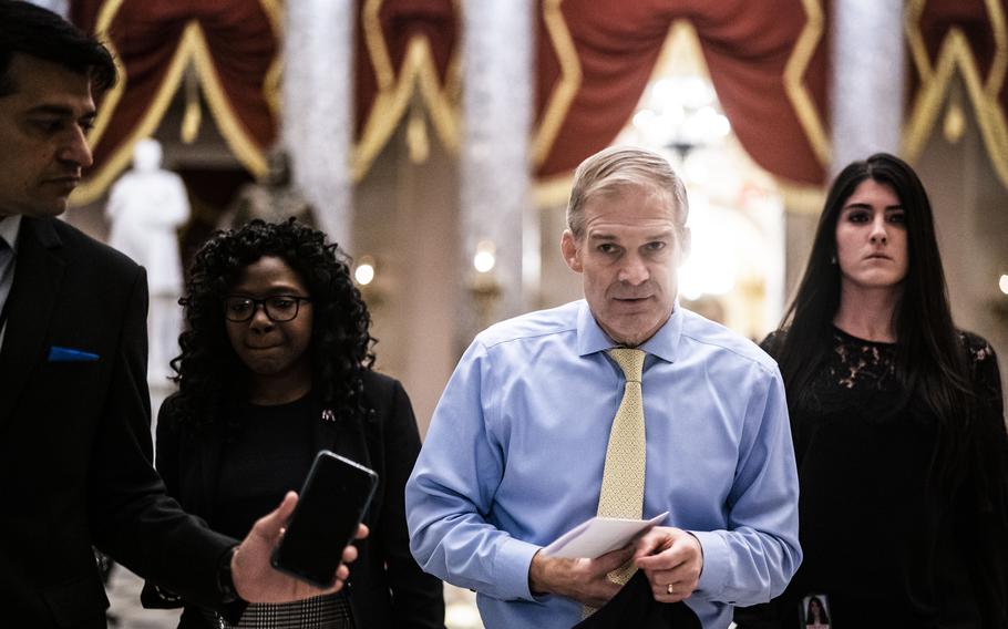 Rep. Jim Jordan (R-Ohio) walks off the floor after a vote on Capitol Hill on Jan. 10, 2023.