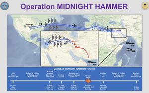 A graphic showing the timing and flights paths of the bombers leaving from Whiteman Air Force Base in Missouri.