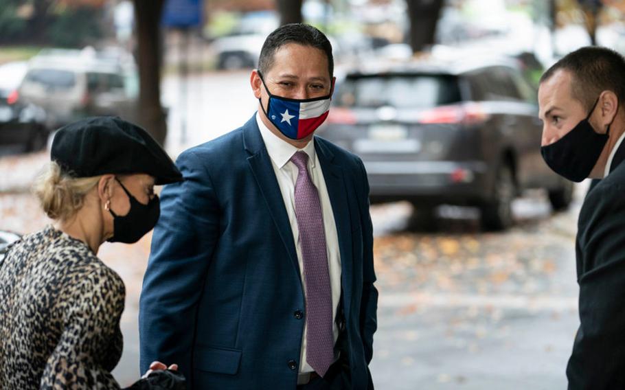 Rep.-elect Tony Gonzales of arrives to the Hyatt Regency hotel on Capitol Hill on Nov. 12, 2020, in Washington, DC. 