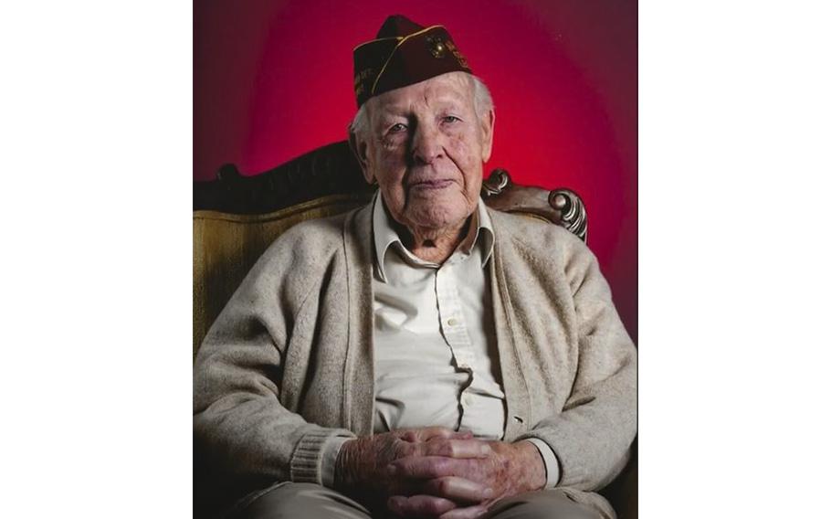 A video screen grab shows WWII Marine veteran William Gosch.