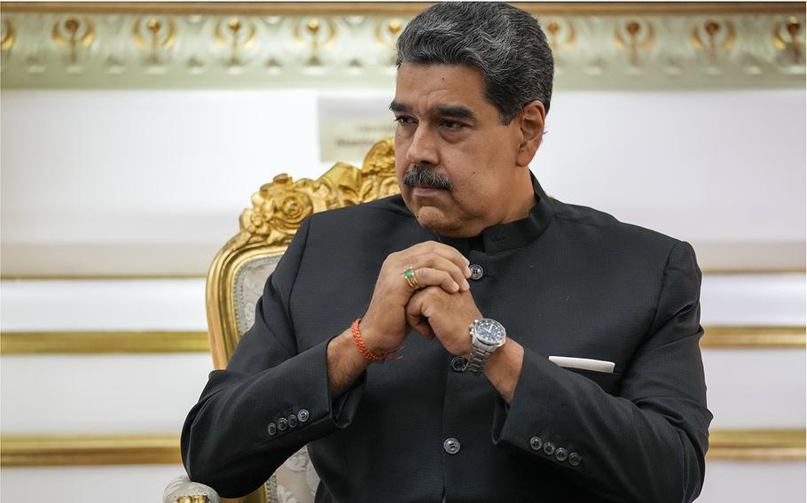 Venezuelan President Nicolás Maduro attends a meeting in Caracas, Venezuela, on Feb. 20, 2024.