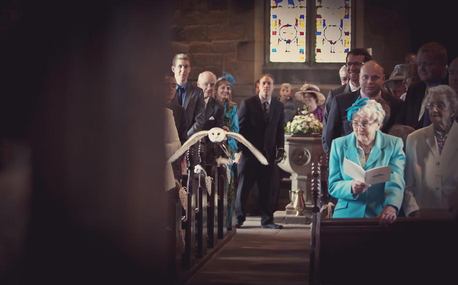 Juno the owl flies down a church aisle in Britain to deliver wedding rings. Having owls serve as ring bearers is a growing wedding trend, especially in Britain in the years since the success of the Harry Potter books and movies, in a nod to Hedwig, Harry’s snowy owl that delivered mail without an address, bird trainer Ryan Stocks said. 