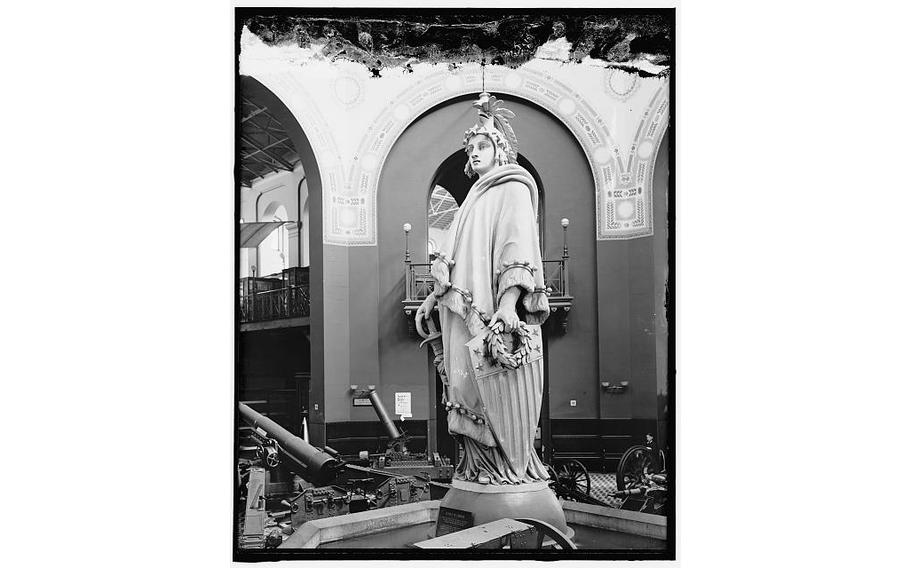 The plaster model of the Statue of Freedom stood inside the U.S. Capitol before it was separated and cast in bronze. It now stands in the Capitol Visitor Center.