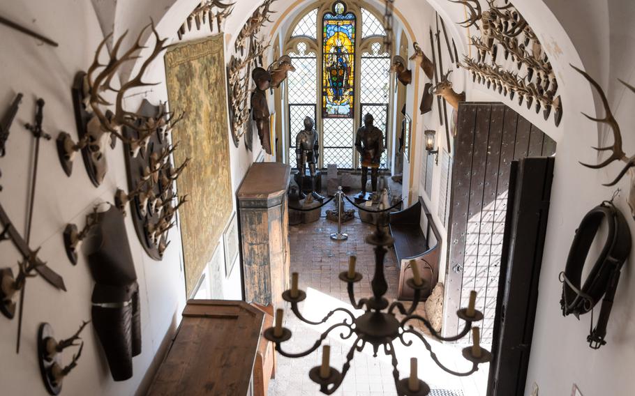 The Squire’s Hall at Rheinstein Castle is one of several lavishly decorated rooms that visitors can access.