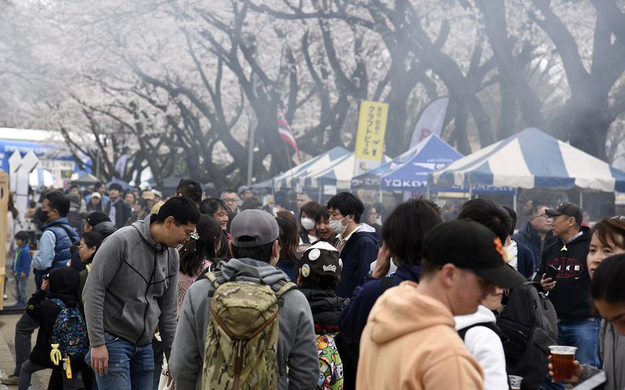 The Sakura Spring Festival drew thousands of people to the east side of Yokota Air Base, Japan, Saturday, April 6, 2024.