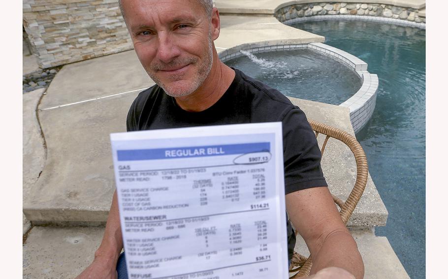 Brent Eldridge, 48, received a $907.13 gas bill in January 2023. He suspects it was from running his spa. 