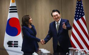 U.S. Vice President Kamala Harris, left, and South Korea's President Yoon Suk Yeol hold a bilateral meeting in Seoul, South Korea, Thursday, Sept. 29, 2022.