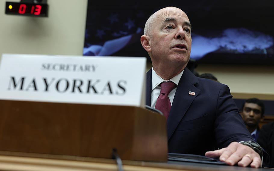 Secretary of Homeland Security Alejandro Mayorkas testifies during a hearing before the House Committee on the Judiciary at Rayburn House Office Building on Capitol Hill on Wednesday, July 26, 2023, in Washington, D.C. 