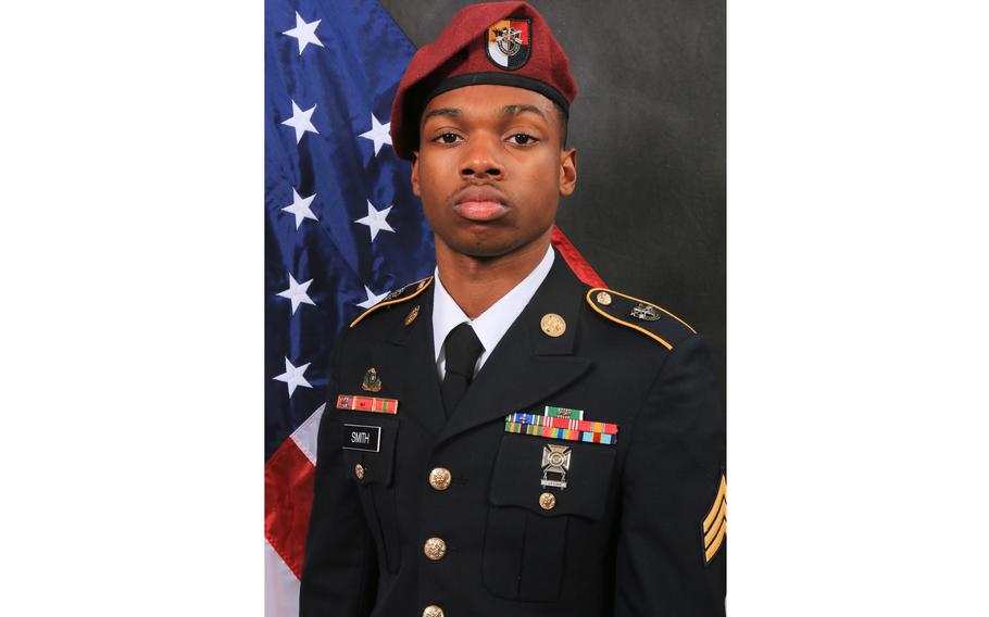 Staff Sgt. Jimmy Lee Smith III, 24, died Wednesday, Jan. 18, 2023, in a shooting in Raeford, N.C. His death is being investigated as a homicide by the Hoke County Sheriff’s Office. Smith was assigned to the Support Battalion of the 3rd Special Forces Group at Fort Bragg, N.C.