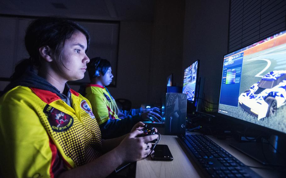 Trinity Downing, 17, is captain of the varsity esports team at Matthew C. Perry High School on Marine Corps Air Station Iwakuni, Japan.