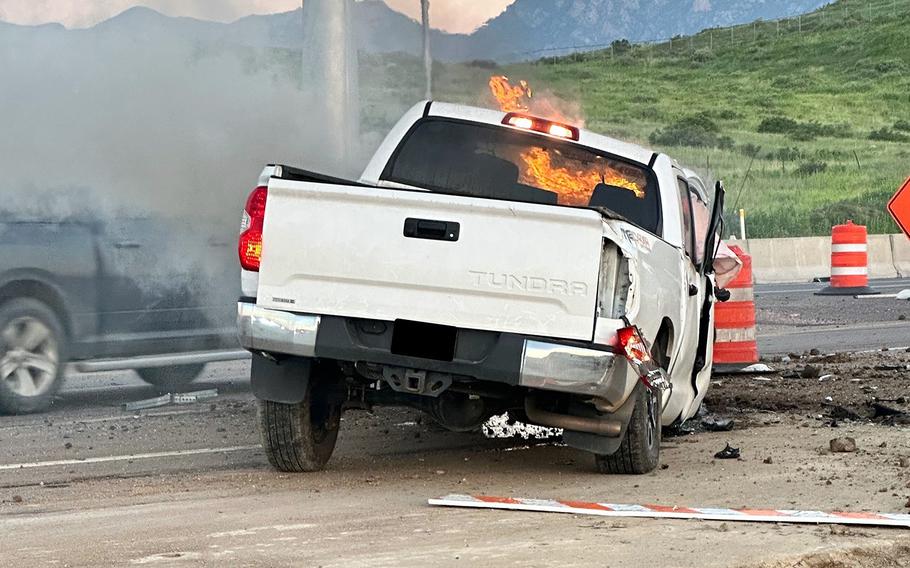 Staff Sgt. Michael De La Rosa, a mechanic with the 1st Stryker Brigade Combat Team, 4th Infantry Division, helped save a person from a burning truck following a collision on June 26, 2023, in Colorado Springs, Colo.