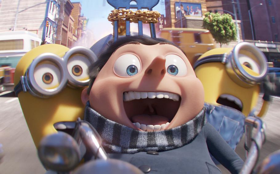 The Minions and Gru, voiced by Steve Carell, return in “Minions: The Rise of Gru.” 