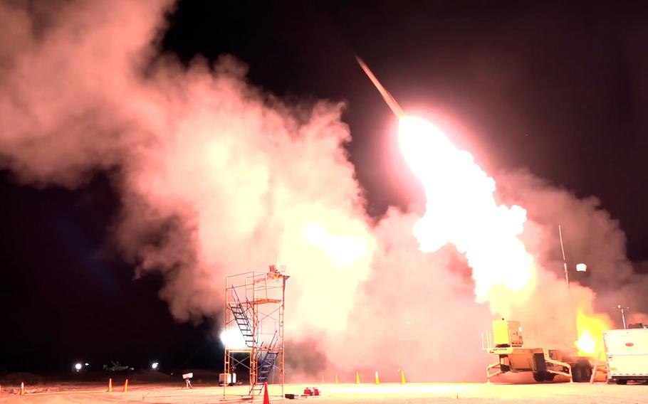 The Missile Defense Agency tests a Terminal High Altitude Area Defense, or THAAD, weapon system, March 29, 2022. 