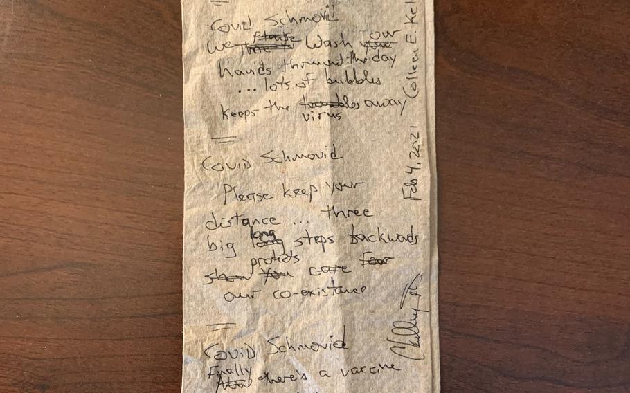 U.S. Air Force Col. Colleen Kelley wrote the first draft of a poem on a napkin during a meeting with fellow doctors. She later turned the poem into an illustrated children’s book.