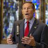 Senate Veterans’ Affairs Committee ranking member Sen. Richard Blumenthal, D-Conn., holds a press conference Thursday, June 12, 2025, in Washington with veterans service organizations to call for congressional action on the Servicemembers and Veterans Empowerment and Support Act, a bipartisan bill aimed at improving access to health care and benefits for military sexual trauma survivors and strengthening claims processing. (Eric Kayne/Stars and Stripes)