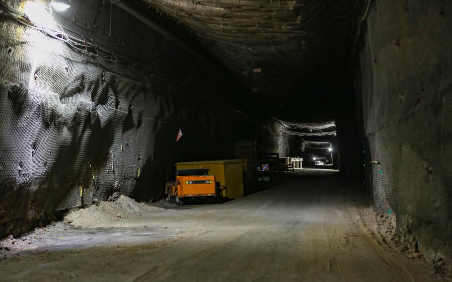 A long corridor extends underground in a geological repository, U.S. Department of Energy’s Waste Isolation Pilot Plant, storing transuranic radioactive waste in the desert between Hobbs and Carlsbad on Aug. 17, 2021