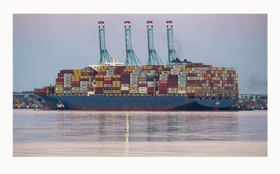The Dali, the container ship that hit the Francis Scott Key Bridge in Baltimore causing a deadly collapse, arrives at Virginia International Gateway in Portsmouth to unload shipping containers on Tuesday, June 25, 2024. 
